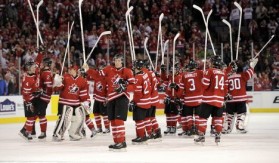 Michael Garnett, Steven Stamkos, Jeff Skinner and Eric Staal performe for the Canada's National Team 